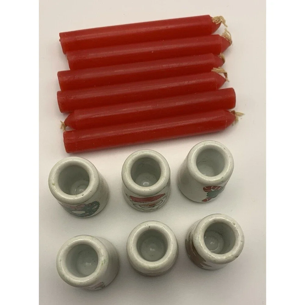 Enesco Christmas Candle Holders Set of 6 With Candles (small/see)